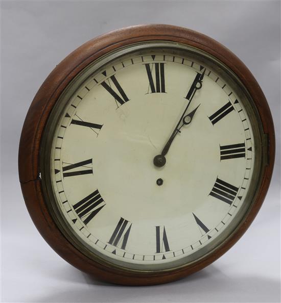 A Victorian mahogany circular dial timepiece